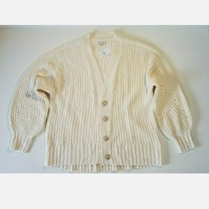 American Eagle Women's Beige Knit Button Sweater